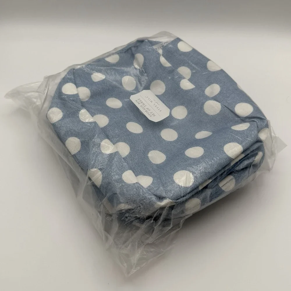 Steel Mill & Co Storage Bin Set of 3 Blue Polka Dot‎